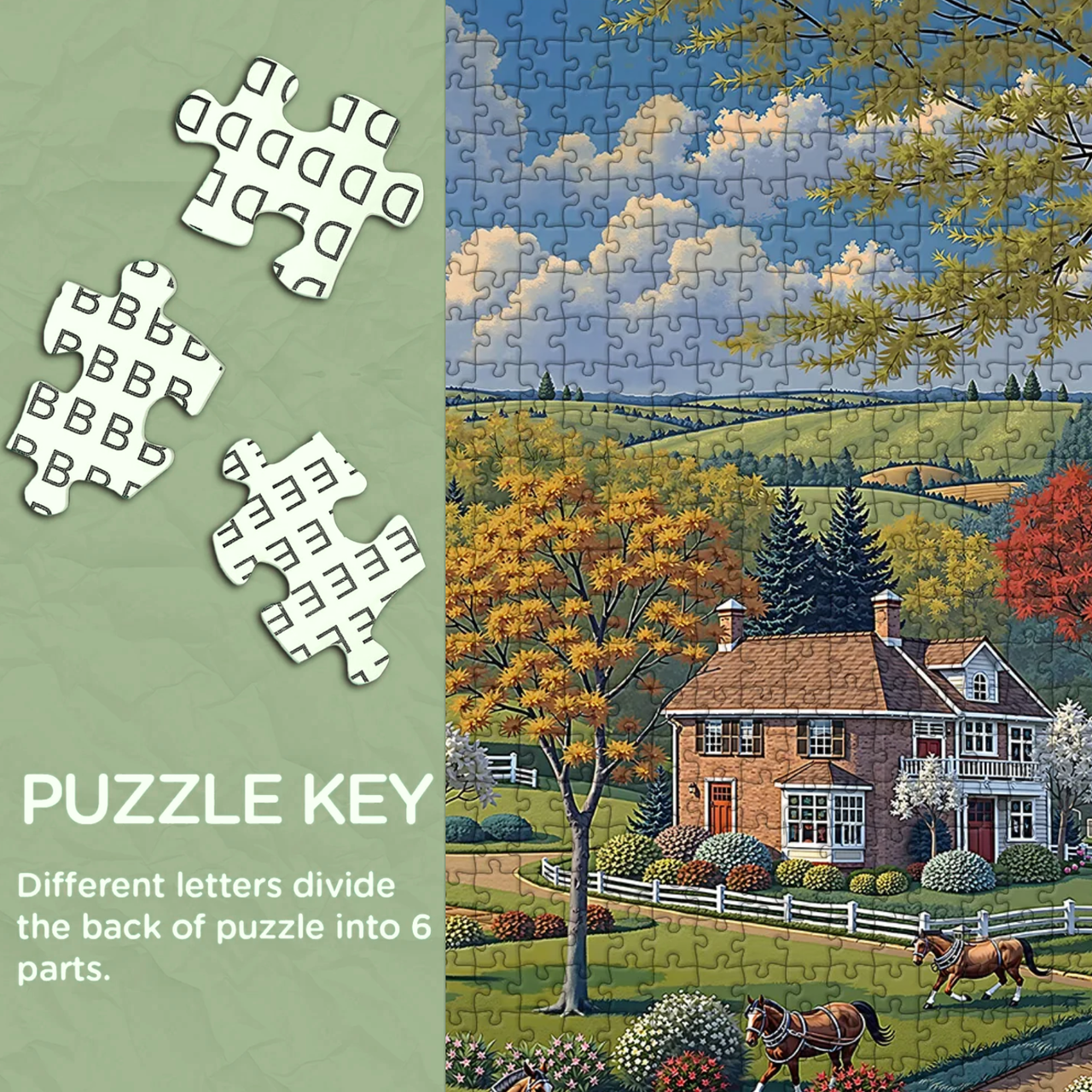 Countryside Poem 1000 Piece Jigsaw Puzzle for Adults, Rural Town Farm Puzzle