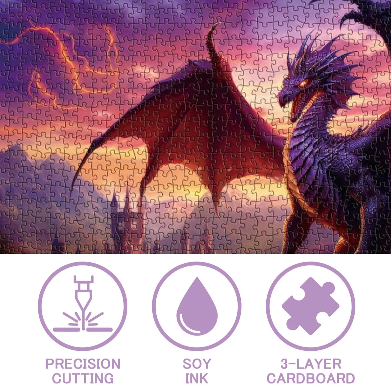 Fantasy Dragon Puzzle for Adults 1000 Pieces, Magic Castle Puzzle