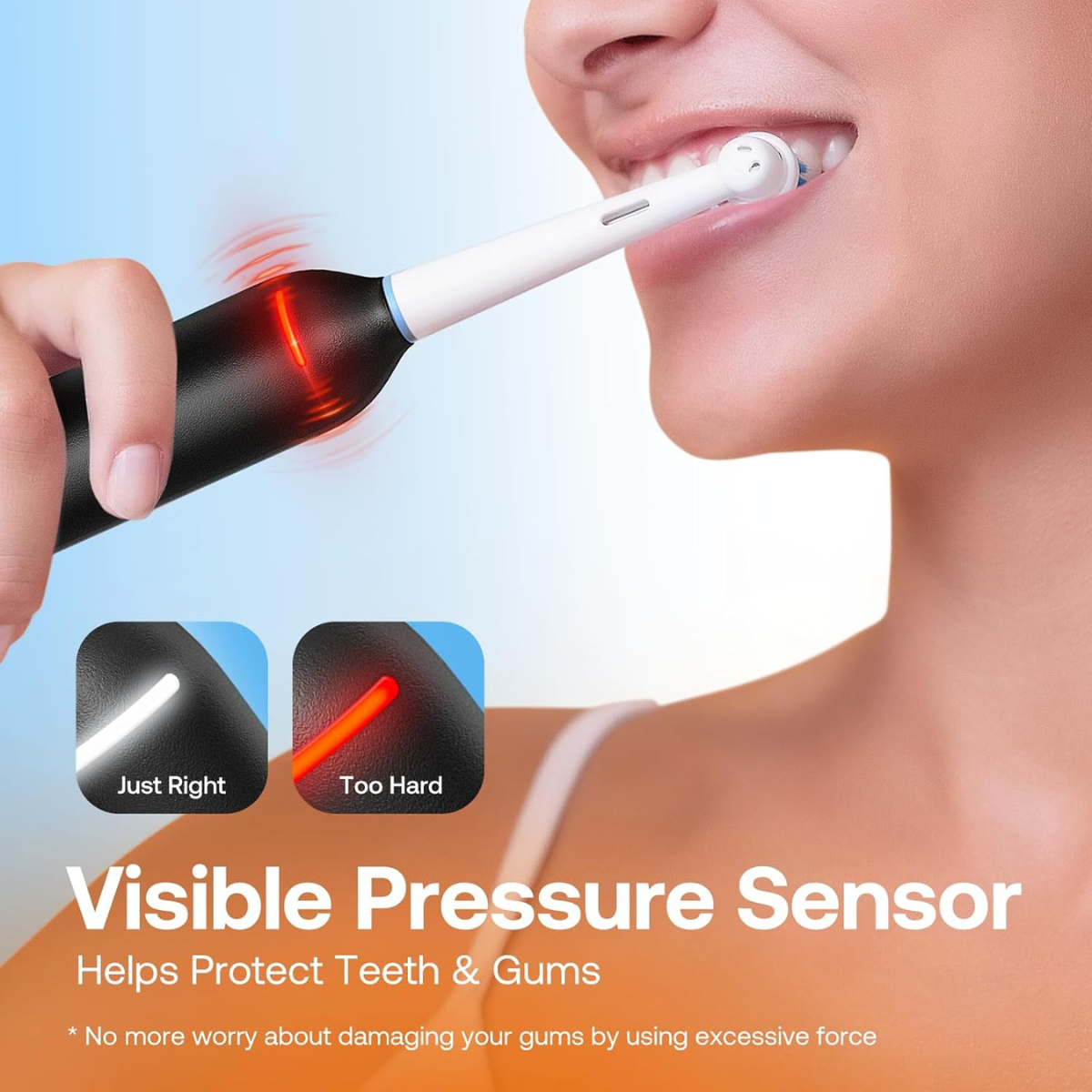 Bitvae R2 Rotating Electric Toothbrush with Pressure Sensor, 8 Brush Heads, 5 Modes, USB Rechargeable, Travel Case, 2-Minute Timer, Waterproof, Black