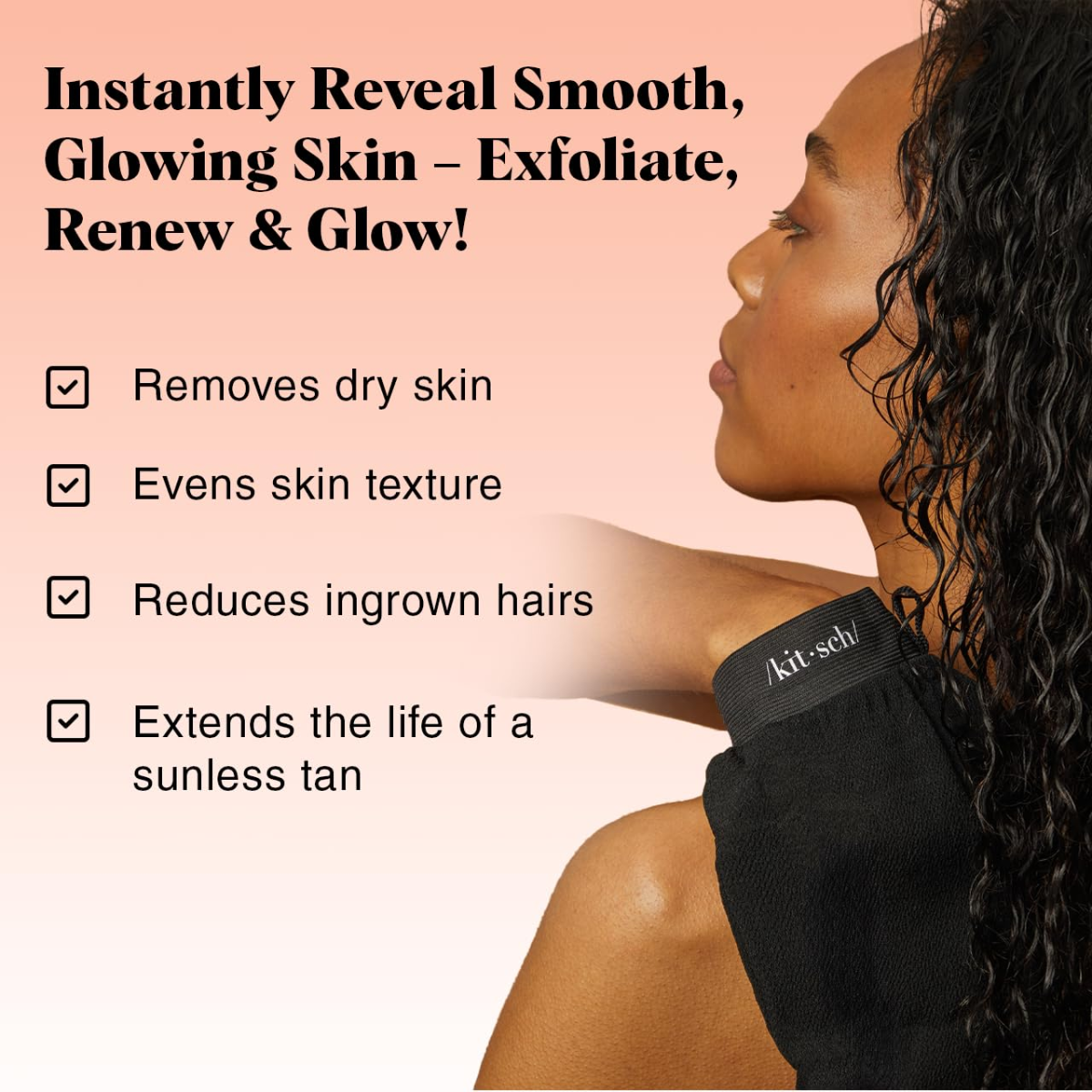 Kitsch Exfoliating Gloves 2pc Set - Black & Terracotta