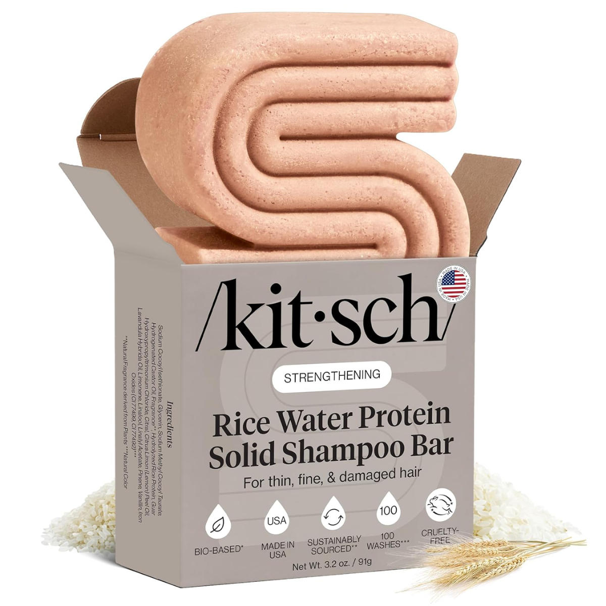 Kitsch Rice Water Shampoo Bar For Hair Growth