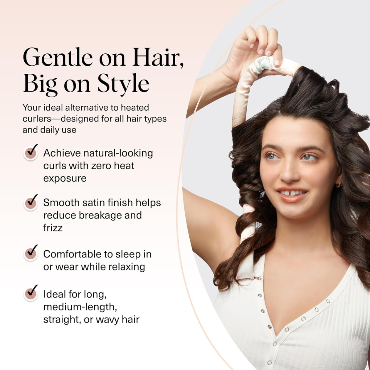 Kitsch Satin Heatless Curling Set – Heatless Curls Overnight with 34" Hair Curler & 2 Satin Scrunchies – Comfortable Hair Curlers to Sleep In for Frizz-Free, No Heat Damage Styling - Sunset Tie Dye