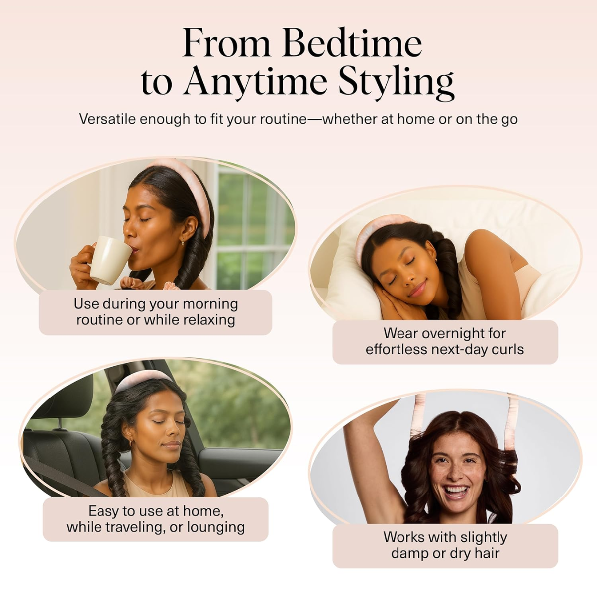 Kitsch Satin Heatless Curling Set – Heatless Curls Overnight with 34" Hair Curler & 2 Satin Scrunchies – Comfortable Hair Curlers to Sleep In for Frizz-Free, No Heat Damage Styling - Sunset Tie Dye