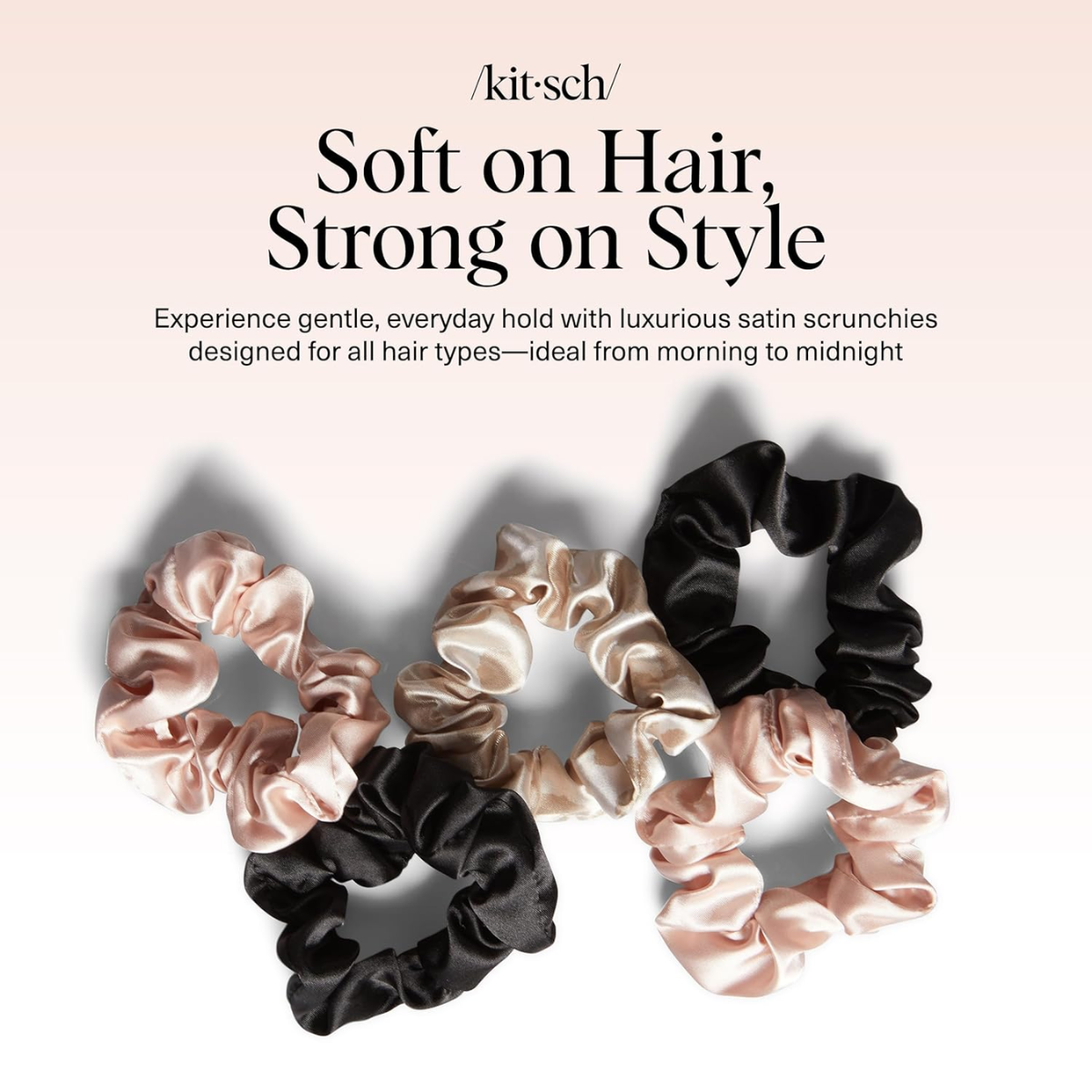 Kitsch Satin Scrunchies for Women - Softer Than Silk Scrunchies | Hair Ties No Damage for Frizz-Free Sleep | Ideal Gifts for Women, Assorted, 5pcs