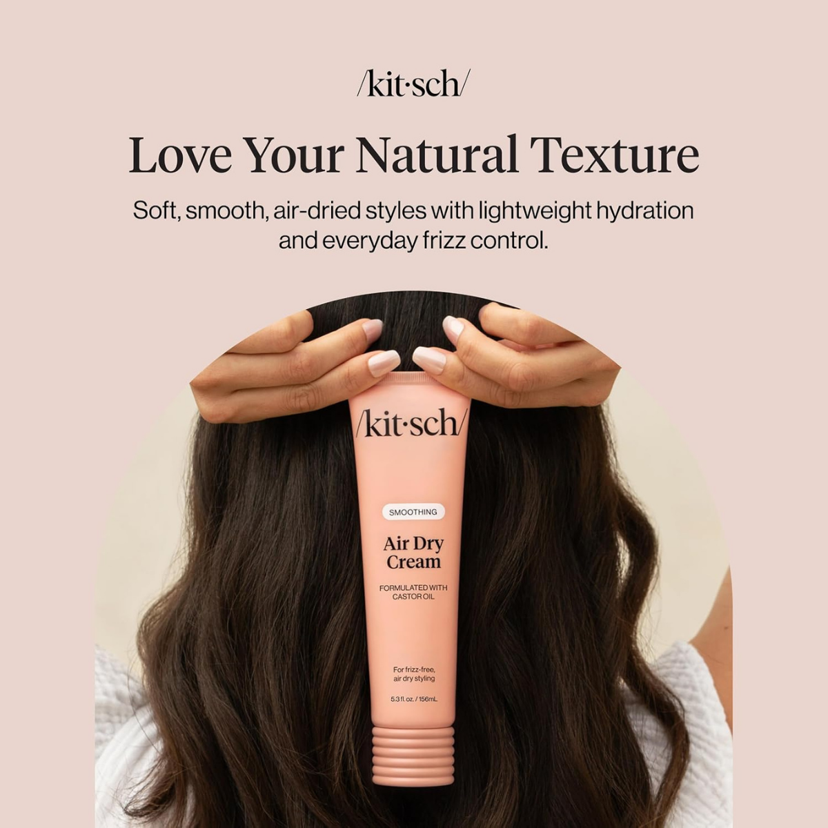 Kitsch Smoothing Air Dry Cream for Hair – Frizz Control Hair Care Product with Castor Oil & Coconut Oil– Weightless Styling Cream- Enhances Natural Texture Appearance