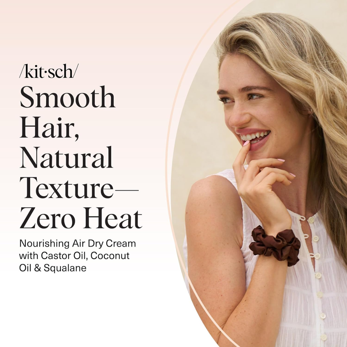 Kitsch Smoothing Air Dry Cream for Hair – Frizz Control Hair Care Product with Castor Oil & Coconut Oil– Weightless Styling Cream- Enhances Natural Texture Appearance
