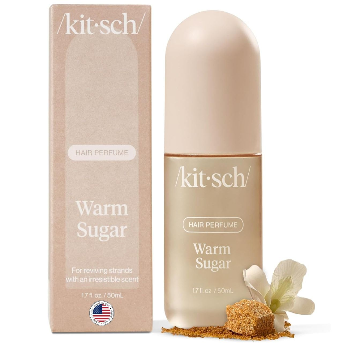 Kitsch Hair Perfume for Women - Warm Sugar | Clean, Deodorizing & Patented Odor-Eliminating Technology Hair Spray & Body Mist - Freshen Hair, Body & Pillows - Pink Grapefruit & Vanilla Scent - 50mL