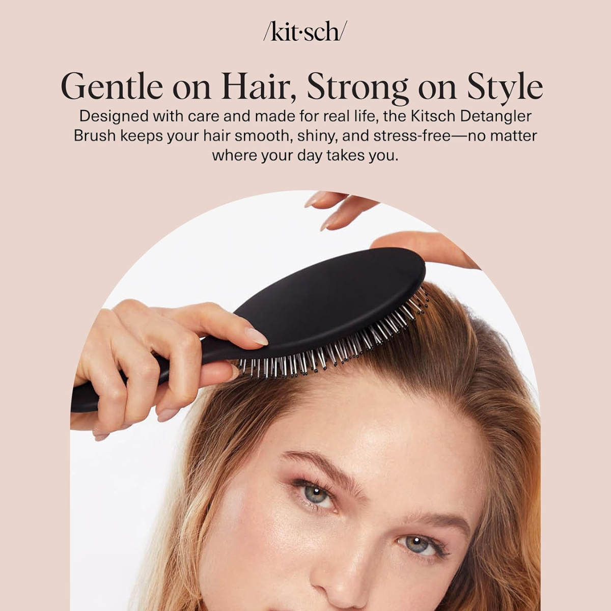 Kitsch Detangler Hair Brush for Wet and Dry Hair, Curly or Straight Hair, Detangling Brush with Flexible Hairbrush Bristles, Hair brushes for Women & Men, Adults & Kids, for Shower & Travel - Black