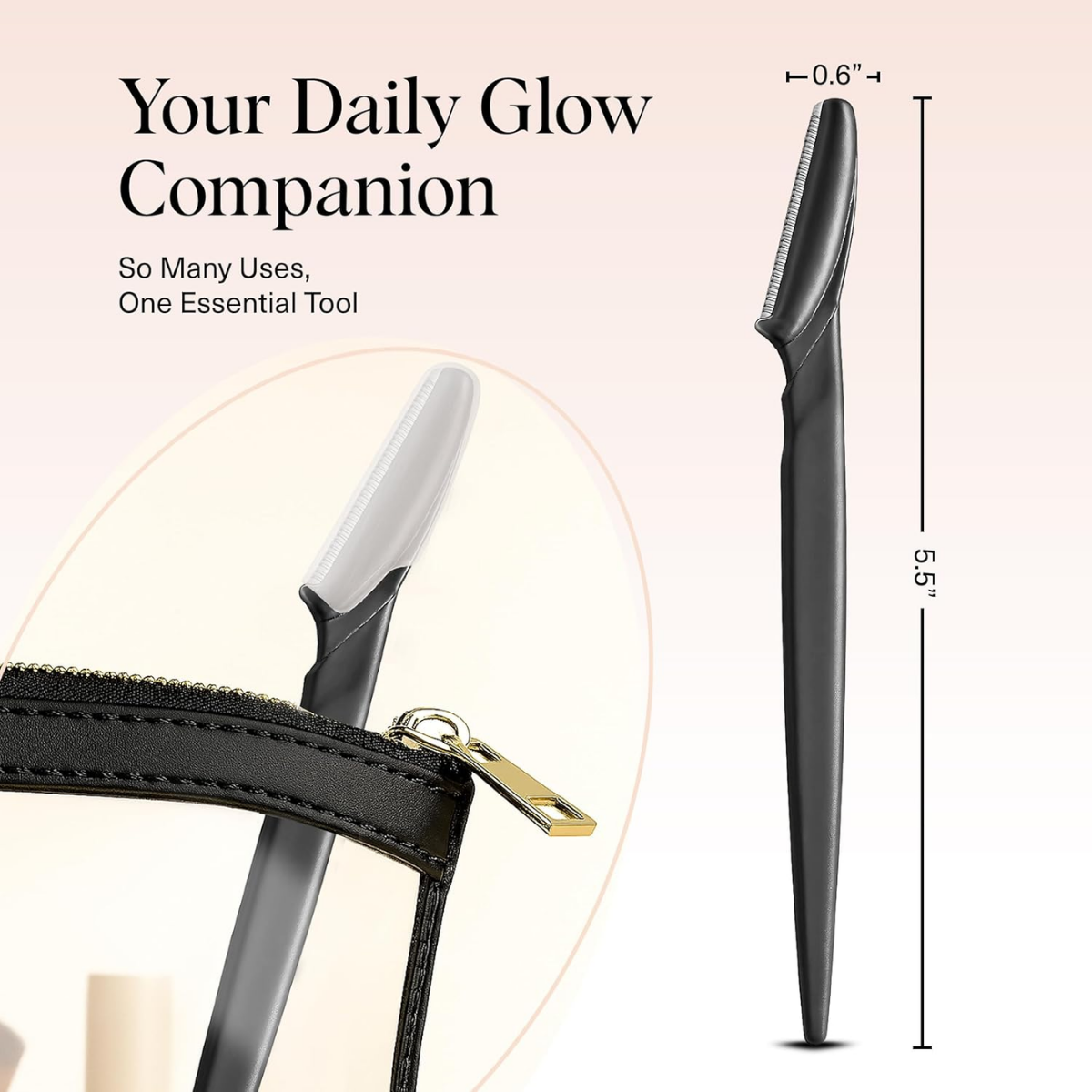 Kitsch Dermaplane Razor for Women Face – Face Razors for Women & Men, Eyebrow Trimmer & Face Shaver – Exfoliating Facial Razor & Skin Care Tool for Smoother Skin - Black, 6 pcs