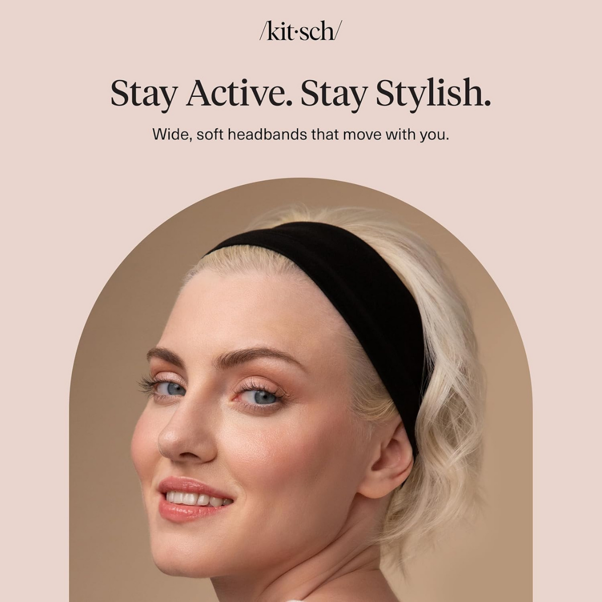 Kitsch Headbands for Women Non Slip - Running Headbands for Girls, Ideal for Working Out, Yoga, Gym, or Lounging | Stretchy Head Bands | Fashion Hair Accessories - Black, 3pcs