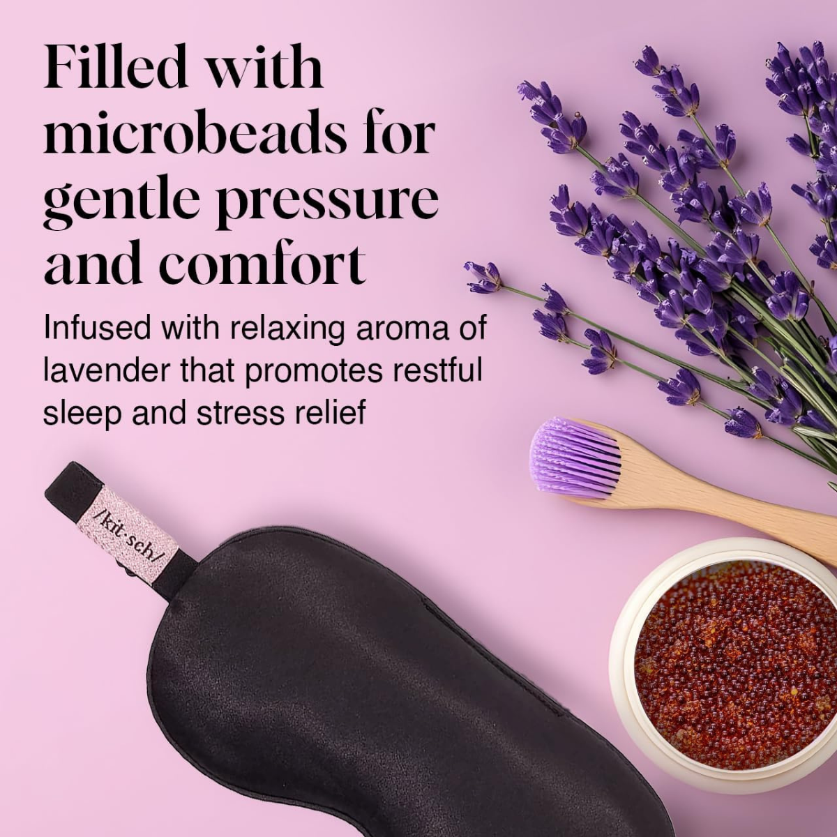 Kitsch Weighted Satin Sleep Mask - Weighted Eye Masks for Sleep and Travel - Lavender Sleeping Mask for Women and Men - Light Blocking, Adjustable Strap, Ultra-Soft (116g)