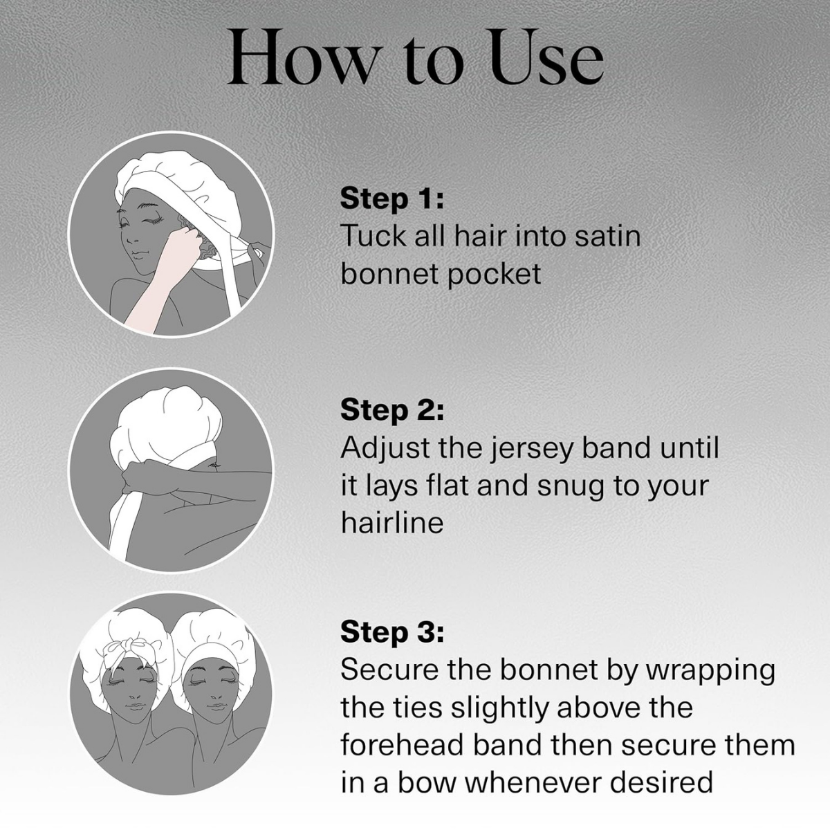 Kitsch XL Satin Bonnet for Sleeping - Softer Than Silk Hair Bonnet for Women - Secure Fit, Adjustable Night Cap for Curly & Textured Hair - Prevents Breakage, Tangles & Thinning - Charcoal