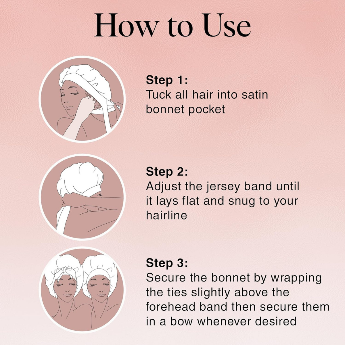 Kitsch XL Satin Bonnet for Sleeping - Softer Than Silk Hair Bonnet for Women - Secure Fit, Adjustable Night Cap for Curly & Textured Hair - Prevents Breakage, Tangles & Thinning - Blush