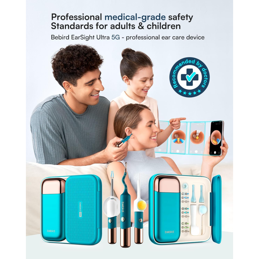 Bebird Earsight Ultra Ear Wax Removal Tool Camera, Ear Cleaner with Flexible Ear Camera Otoscope, Painless Visual Ear Pick Tweezers, Visual Scope Earwax Cleaning Dropper, Ear Cleaning Kit for Family