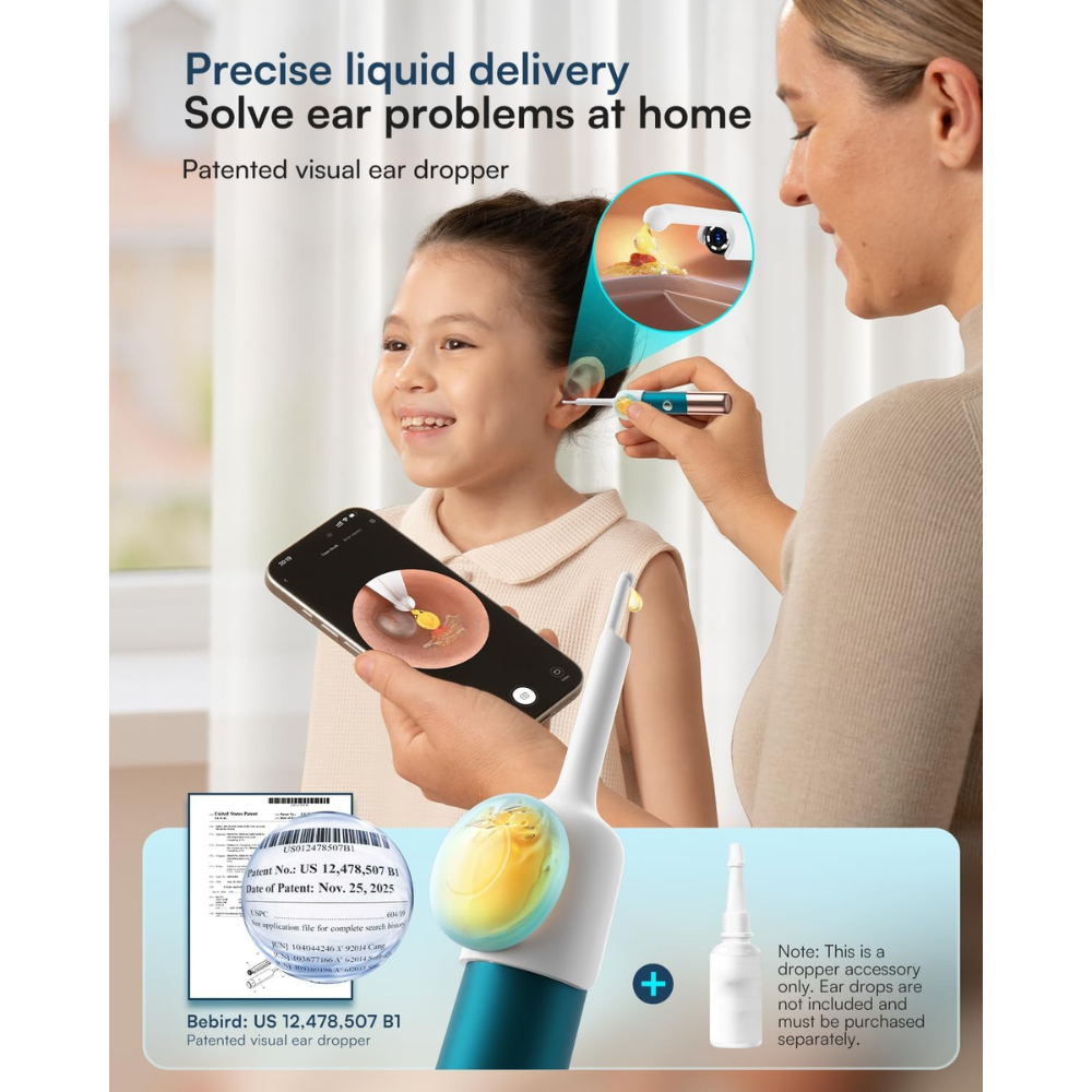 Bebird Earsight Ultra Ear Wax Removal Tool Camera, Ear Cleaner with Flexible Ear Camera Otoscope, Painless Visual Ear Pick Tweezers, Visual Scope Earwax Cleaning Dropper, Ear Cleaning Kit for Family