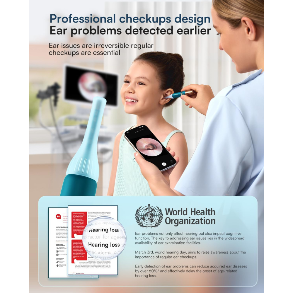 Bebird Earsight Ultra Ear Wax Removal Tool Camera, Ear Cleaner with Flexible Ear Camera Otoscope, Painless Visual Ear Pick Tweezers, Visual Scope Earwax Cleaning Dropper, Ear Cleaning Kit for Family