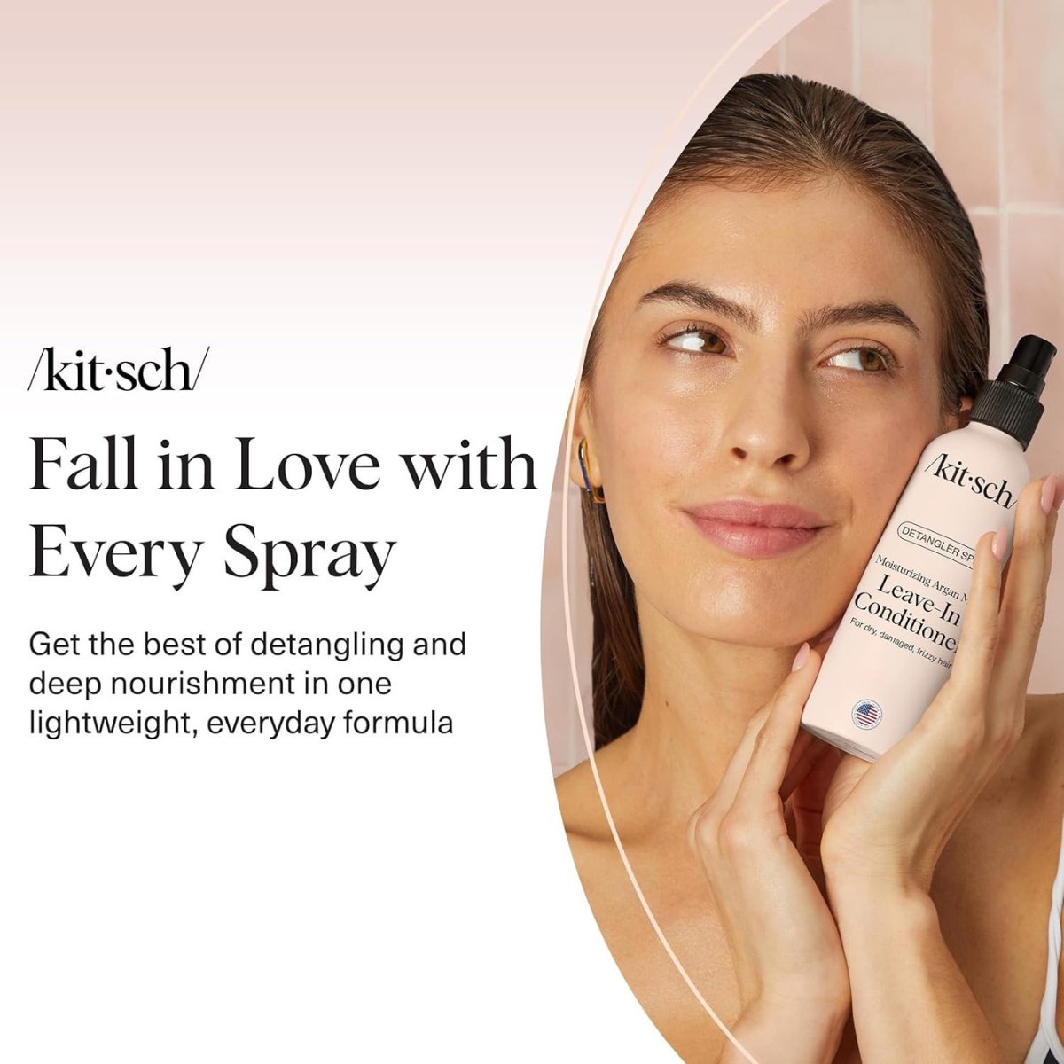 Kitsch Argan Milk Leave In Conditioner Spray – Hair Detangler Spray for Curly, Wavy, Fine, Dry & Damaged Hair - Silicone-Free | Ideal Gifts for Women