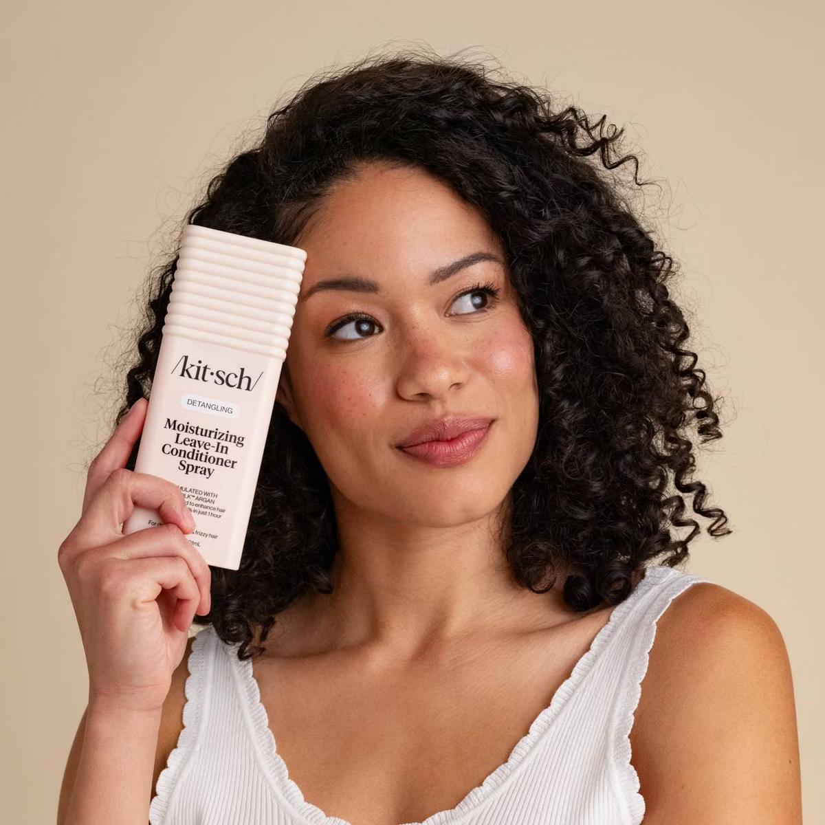 Kitsch Argan Milk Leave In Conditioner Spray – Hair Detangler Spray for Curly, Wavy, Fine, Dry & Damaged Hair - Silicone-Free | Ideal Gifts for Women
