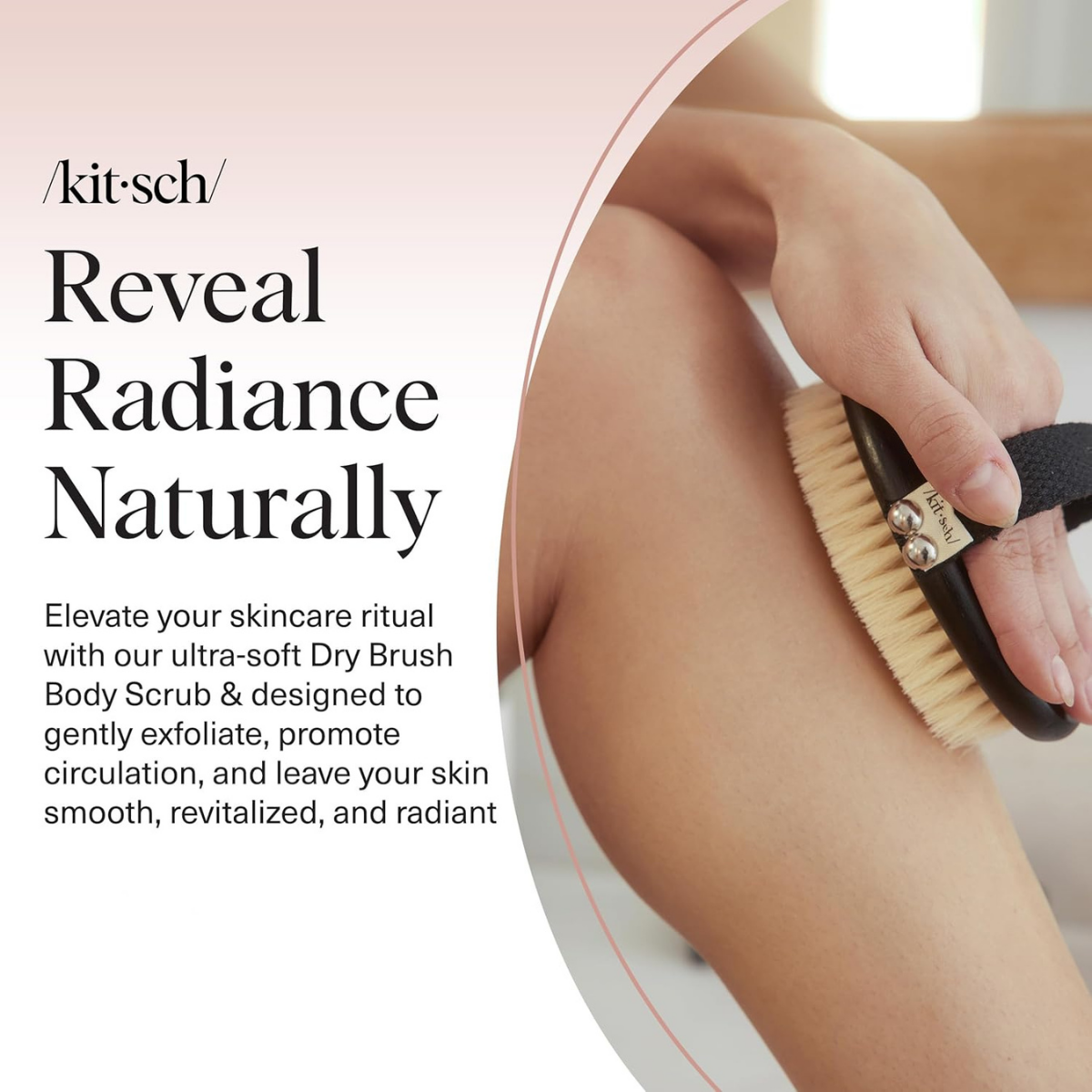 Kitsch Dry Brushing Body Brush for Lymphatic Drainage- Soft Bristles - Dry Brush to Remove Dry Skin and Improves Blood Circulation, Body Exfoliator Scrubber for Glowing Skin, Sauna Accessories