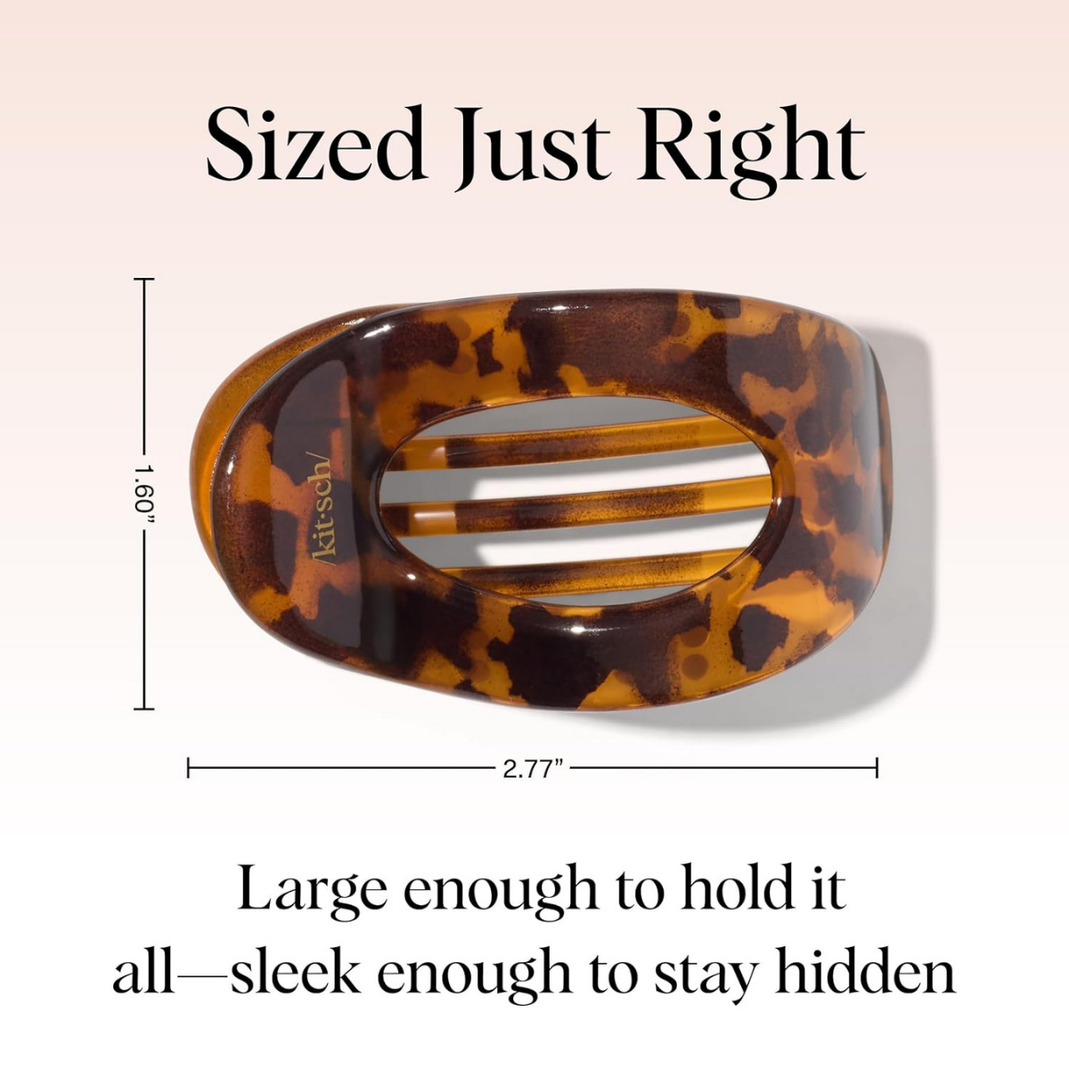 Kitsch Small Flat Claw Clips for Women - Stylish Flat Hair Clips, Strong Hold for Thick & Fine Hair | Non-Slip for Secure, Comfortable All-Day Wear | Ideal Gifts for Women -Tortoise Design