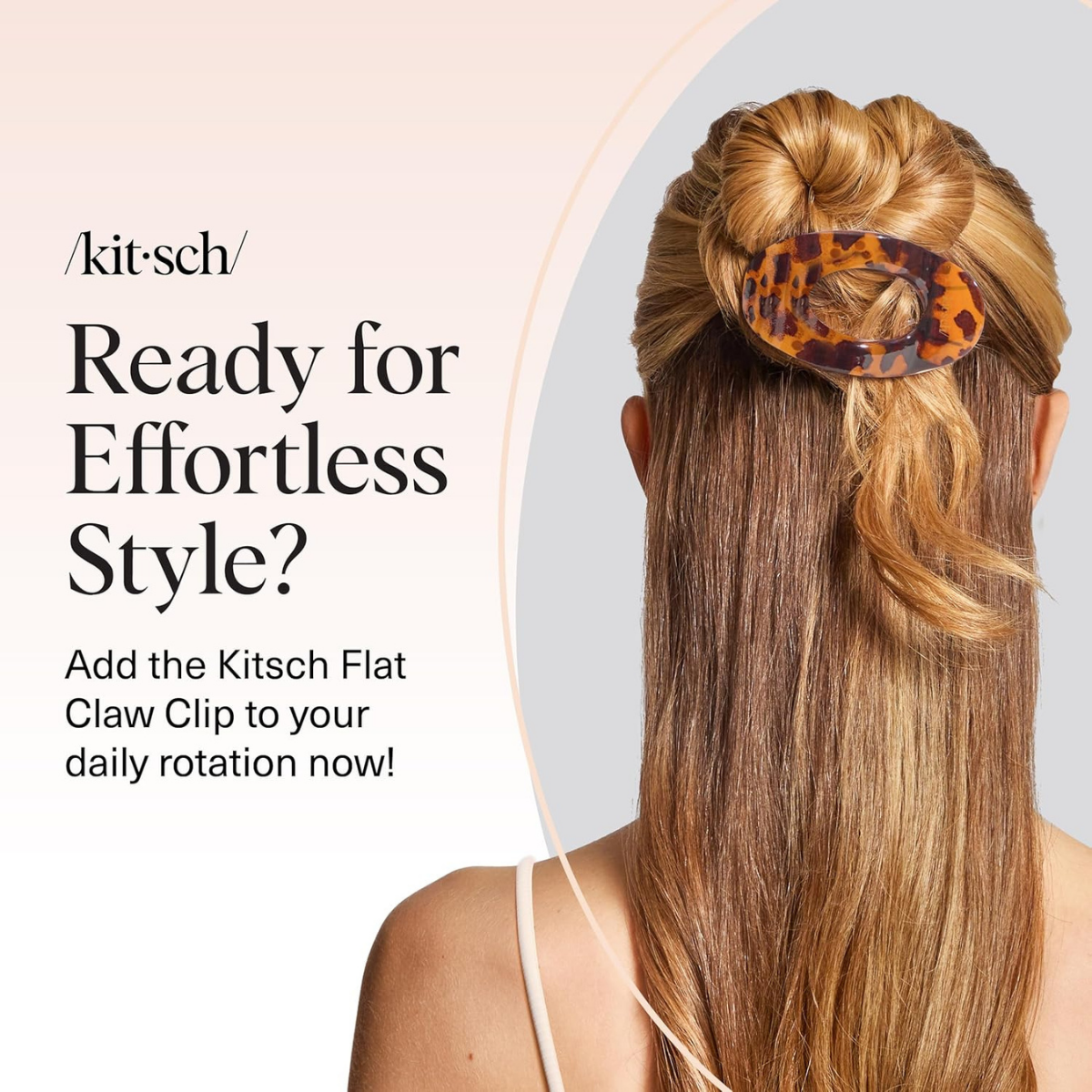 Kitsch Medium Flat Claw Clips for Women - Stylish Flat Hair Clips, Strong Hold for Thick & Fine Hair | Non-Slip for Secure, Comfortable All-Day Wear | Ideal Gifts for Women - Tortoise Design