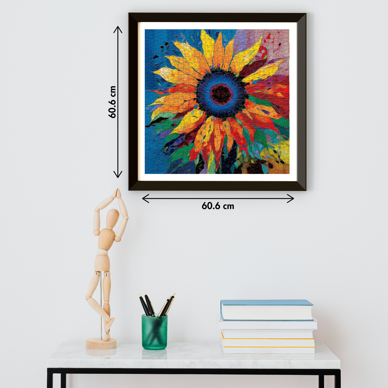 PICKFORU Sunflower Puzzle for Adults 1000 Pieces - Colorful Gradient Flower Fine Art Jigsaw, Floral Painting as Sunflower Decor