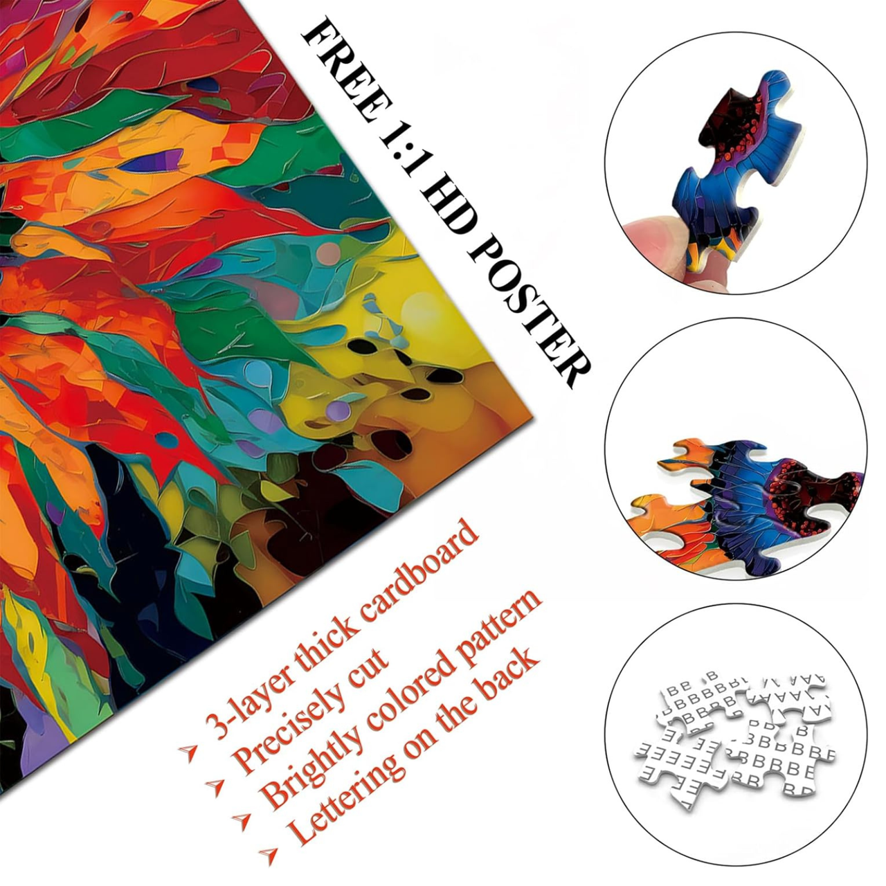 PICKFORU Sunflower Puzzle for Adults 1000 Pieces - Colorful Gradient Flower Fine Art Jigsaw, Floral Painting as Sunflower Decor