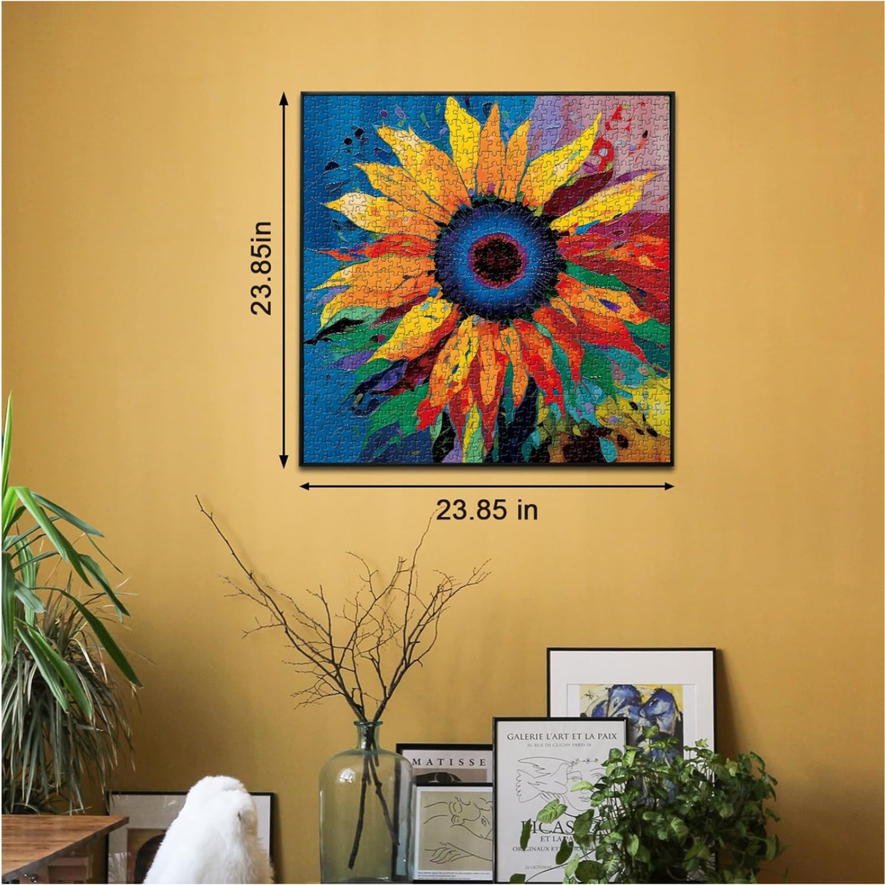 PICKFORU Sunflower Puzzle for Adults 1000 Pieces - Colorful Gradient Flower Fine Art Jigsaw, Floral Painting as Sunflower Decor