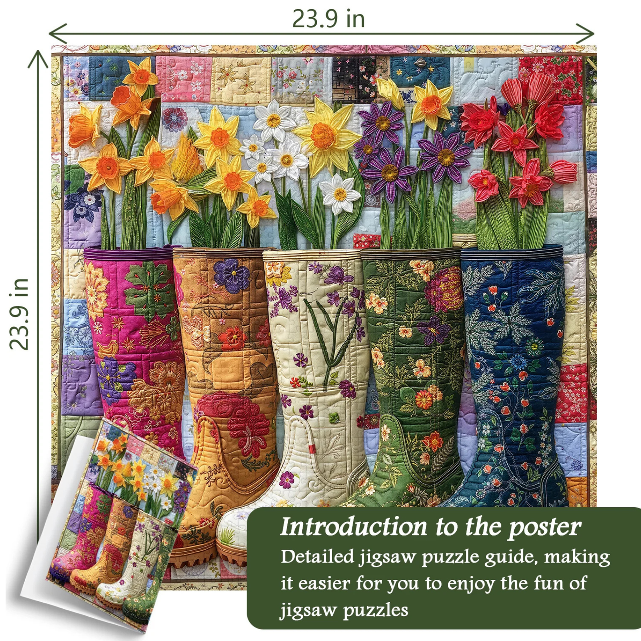 Colorful Flower Boots Puzzles for Adults 1000 Pieces, Plant Floral Boot Garden Jigsaw Puzzle, Blooming Boots Aesthetic Art Puzzle, Hard Challenging Puzzles for Adults