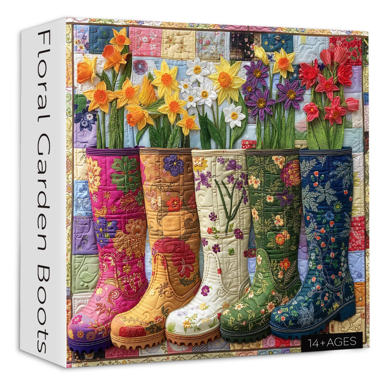 Colorful Flower Boots Puzzles for Adults 1000 Pieces, Plant Floral Boot Garden Jigsaw Puzzle, Blooming Boots Aesthetic Art Puzzle, Hard Challenging Puzzles for Adults