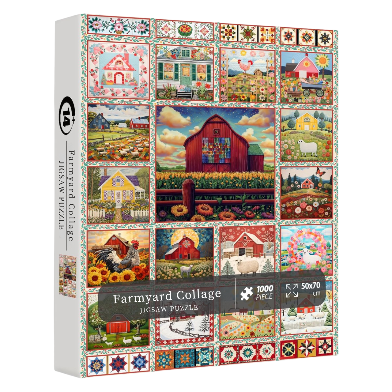 PICKFORU Farmyard Collage Puzzles for Adults, Country Farm Barn Jigsaw Puzzles 1000 Pieces