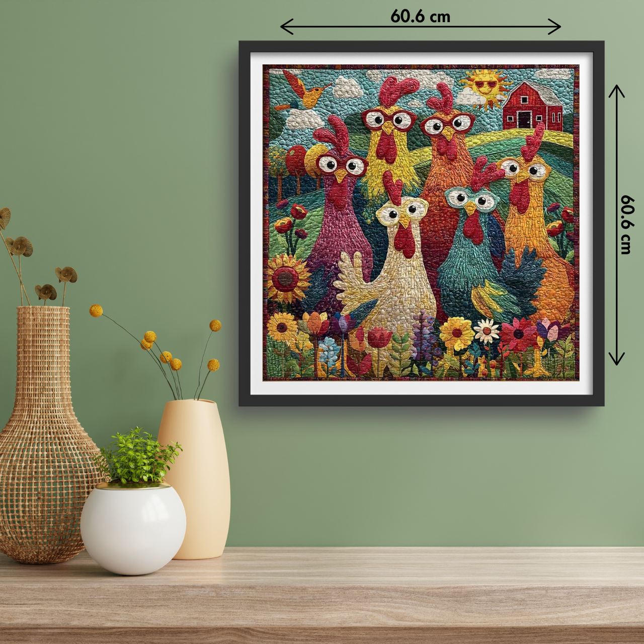 Chicken Puzzles for Adults 1000 Piece, Funny Chicken Jigsaw Puzzle, Garden Farm Flower Animal Rooster Themed, Art Challenge Puzzle