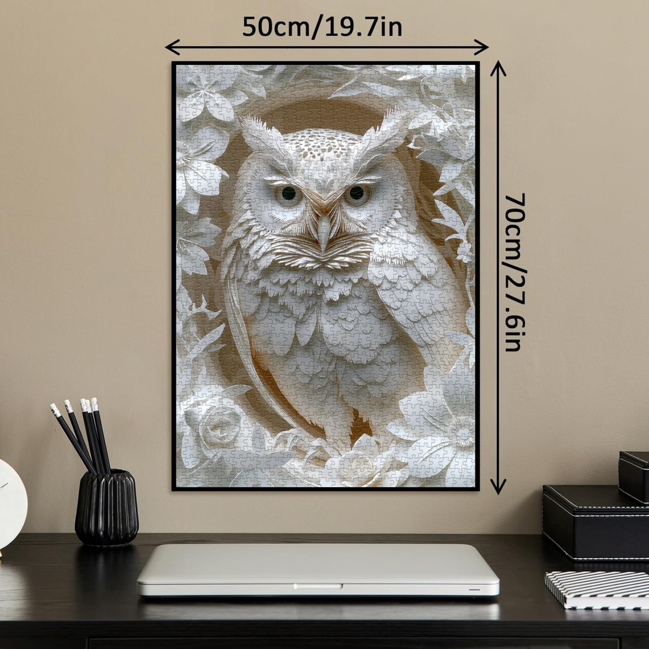3D Owl Puzzles Paper Cut Art Puzzle 1000 Pieces for Adults, White Bird Jigsaw Puzzle Jungle Animal, Challenging Puzzles Hard Puzzle for Family Decorations
