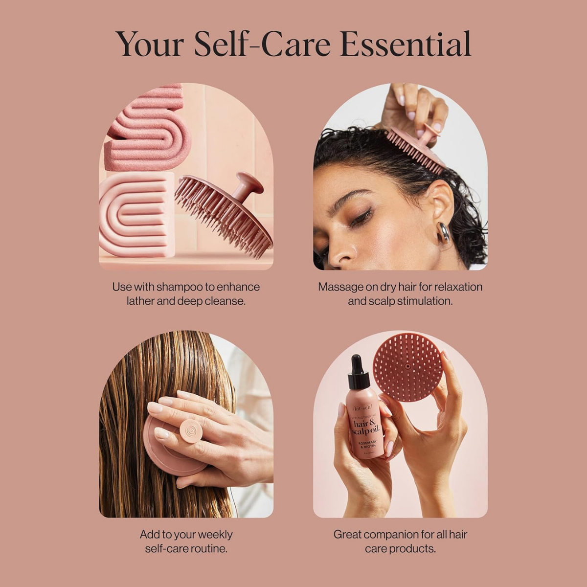 Kitsch Scalp Massager for Hair Care - Scalp Scrubber, Shampoo Brush & Exfoliator for Scalps- Hair Scrubber for Relaxing Bath - Terracotta