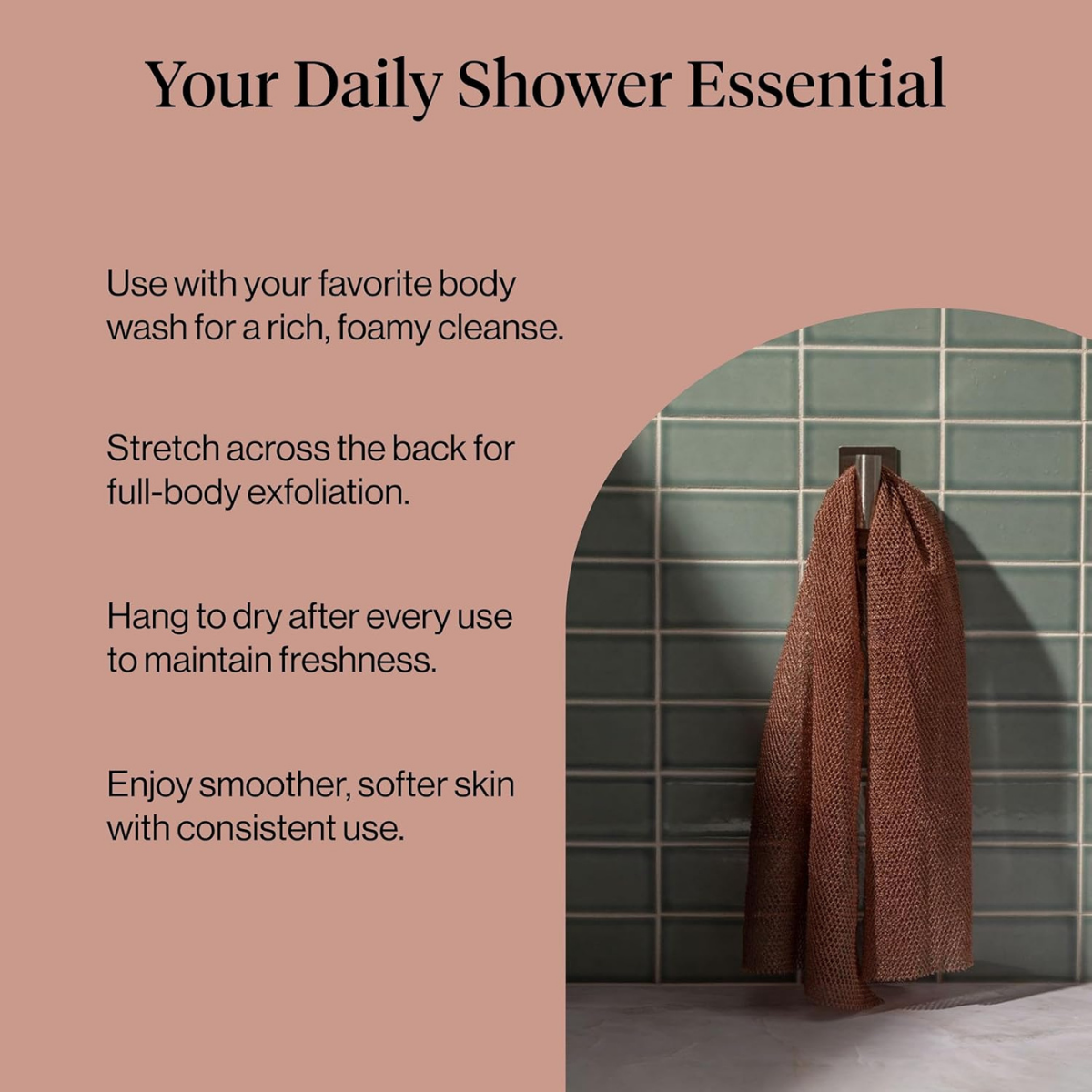 Kitsch African Net Sponge – Exfoliating Body Scrubber for Cleansing & Gentle Daily Exfoliation – Stretchable Bath Sponge for Hard-to-Reach Areas, Long-Lasting Shower Essential - Rosewood, 3 Pcs