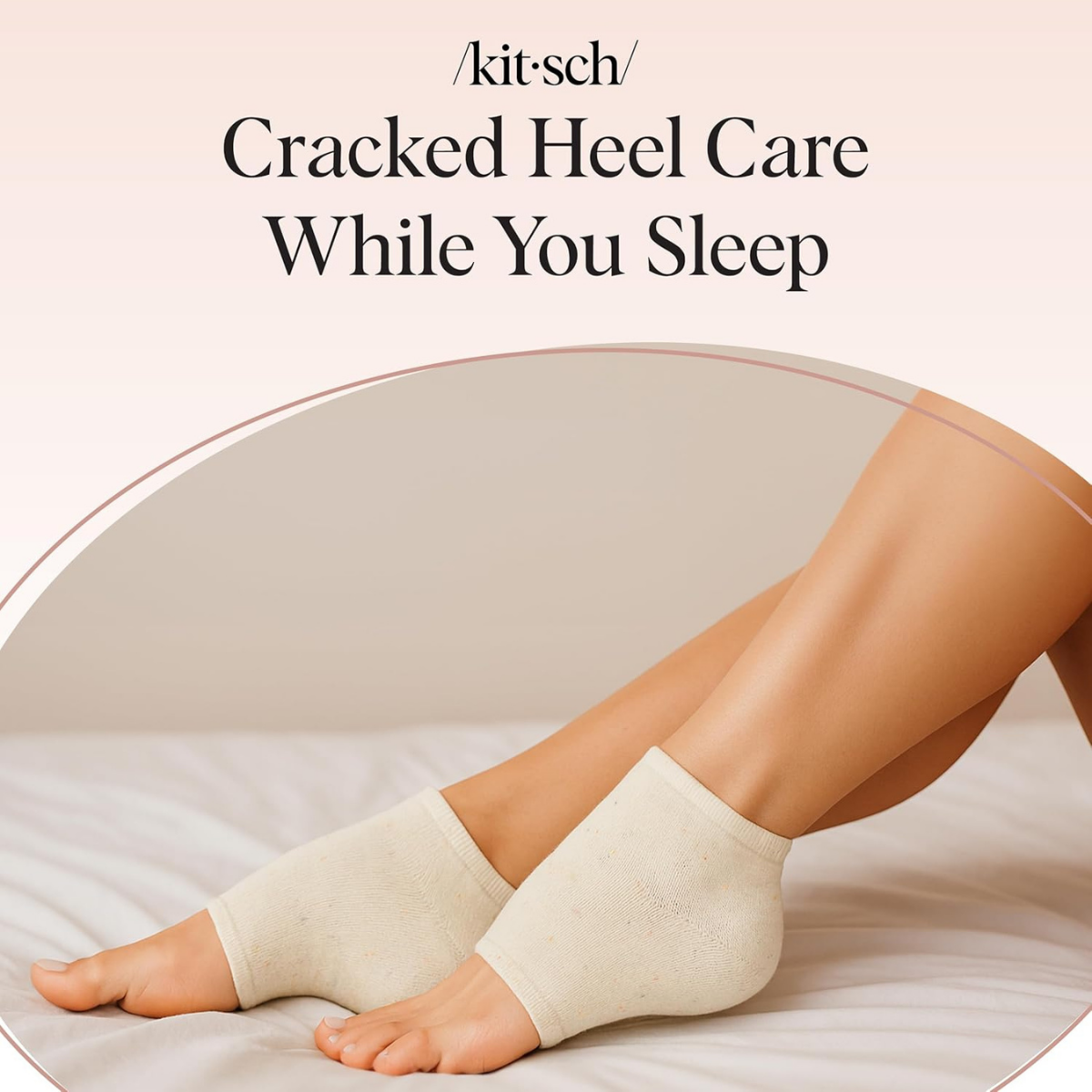 Kitsch Moisturizing Socks for Cracked Heel Treatment – Moisturizing Reusable Gel Socks for Women & Men, Overnight Heel Socks with Insulated Gel Lining for Dry Cracked Feet, Open-Toe Design - 1 Pair