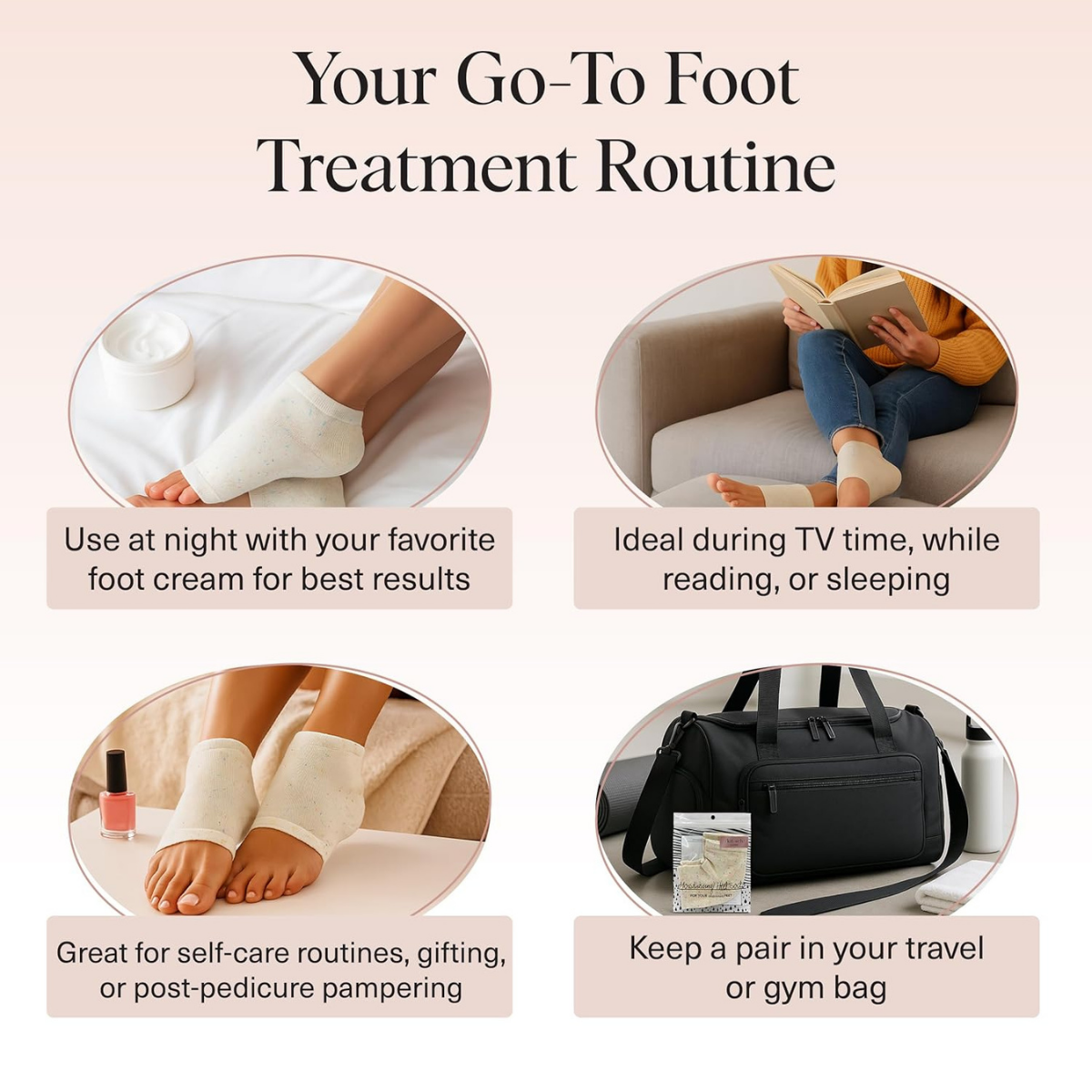 Kitsch Moisturizing Socks for Cracked Heel Treatment – Moisturizing Reusable Gel Socks for Women & Men, Overnight Heel Socks with Insulated Gel Lining for Dry Cracked Feet, Open-Toe Design - 1 Pair