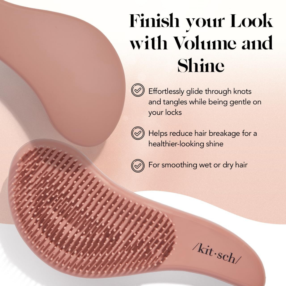 Kitsch Detangler Brush – Gentle Curly Hair Brush with Flexible Bristles for All Hair Types - Wet or Dry | Detangling Hair Brushes for Women & Men, Hairbrush for Adults & Kids - Terracotta