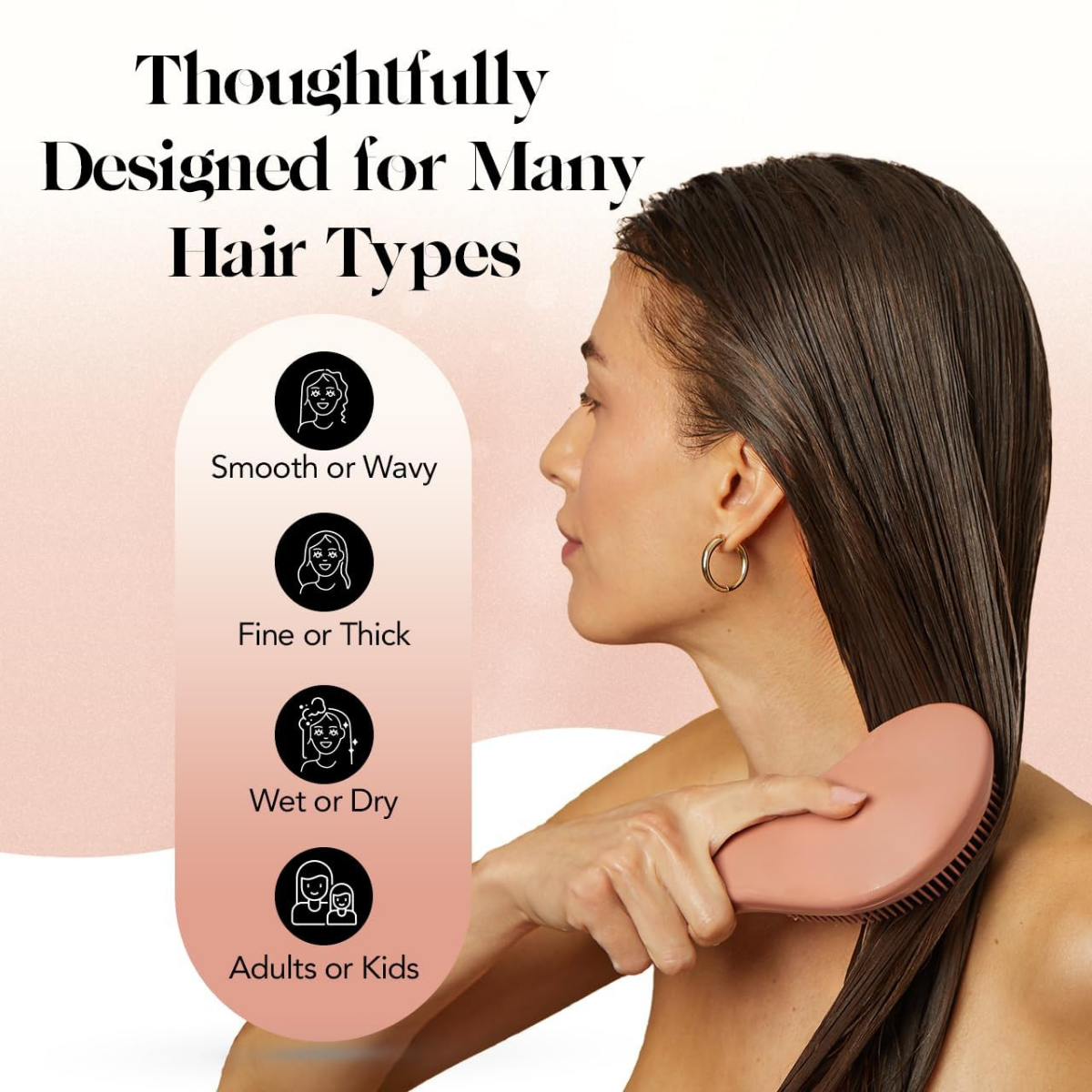 Kitsch Detangler Brush – Gentle Curly Hair Brush with Flexible Bristles for All Hair Types - Wet or Dry | Detangling Hair Brushes for Women & Men, Hairbrush for Adults & Kids - Terracotta