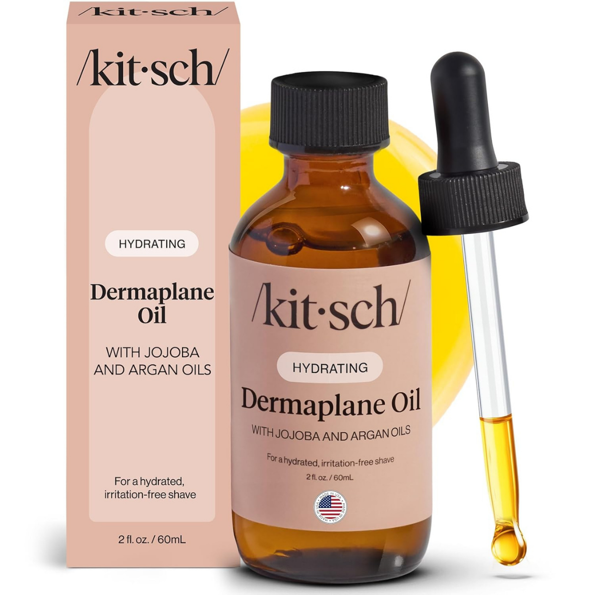Kitsch Dermaplane Face Oil with Jojoba & Argan Oil – Hydrating Facial Formula for Dermaplaning Tool, Gua Sha & Razor Use – Irritation-Free Shave Oil for Soft, Radiant Skin - 60mL