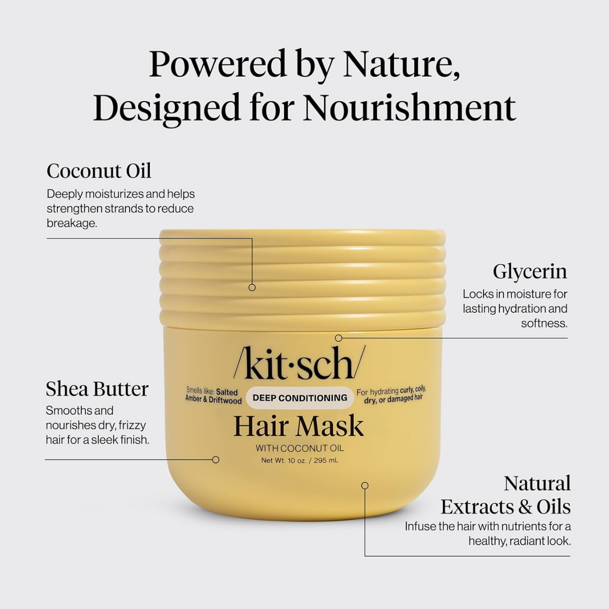 Kitsch Deep Conditioning Hair Mask – Moisturizing Hair Mask for Damaged Hair with Coconut Oil – Hydrating, Strengthening & Frizz-Reducing Hair Care Treatment for Curly, Coily & All Hair Types - 295 mL