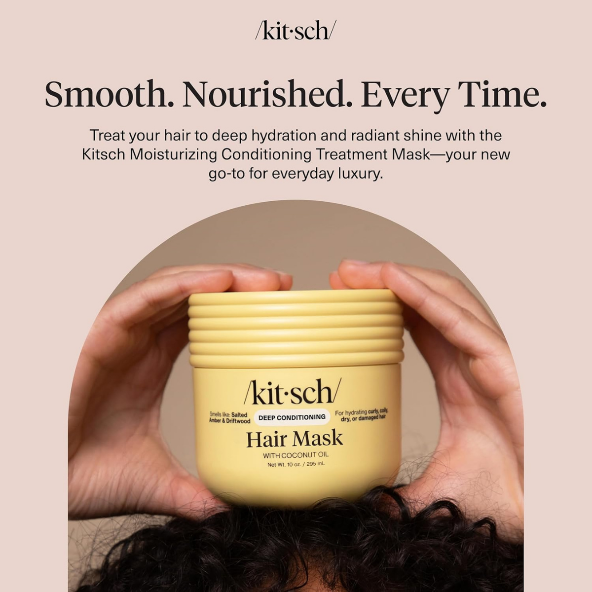 Kitsch Deep Conditioning Hair Mask – Moisturizing Hair Mask for Damaged Hair with Coconut Oil – Hydrating, Strengthening & Frizz-Reducing Hair Care Treatment for Curly, Coily & All Hair Types - 295 mL