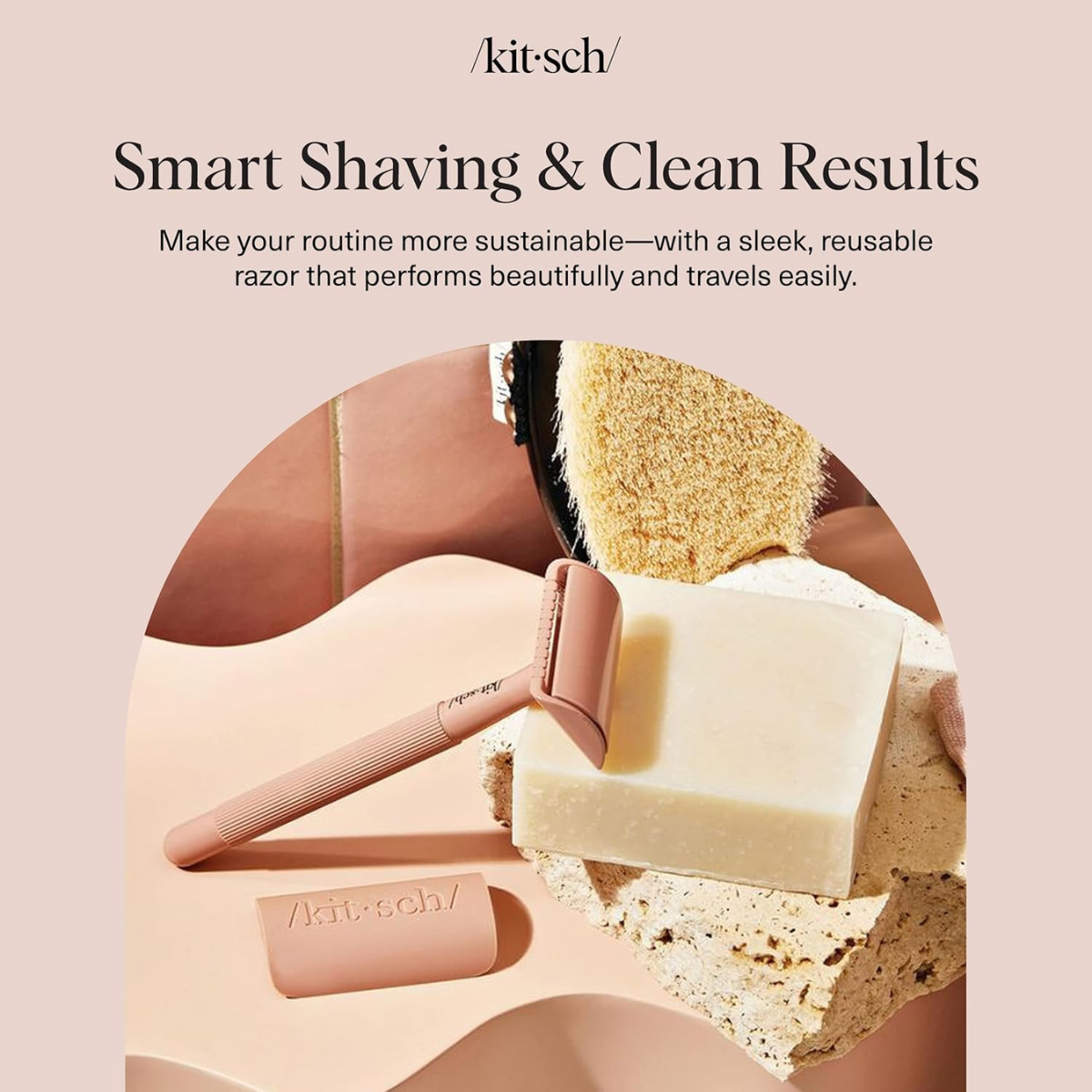 Kitsch Double Edge Safety Razors for Men and Women, Long Metal Handle and Stainless Steel Single Blade Razor, One Blade Razor with 5 Double Edge Refills, Safety Razor for Shaving - Terracotta