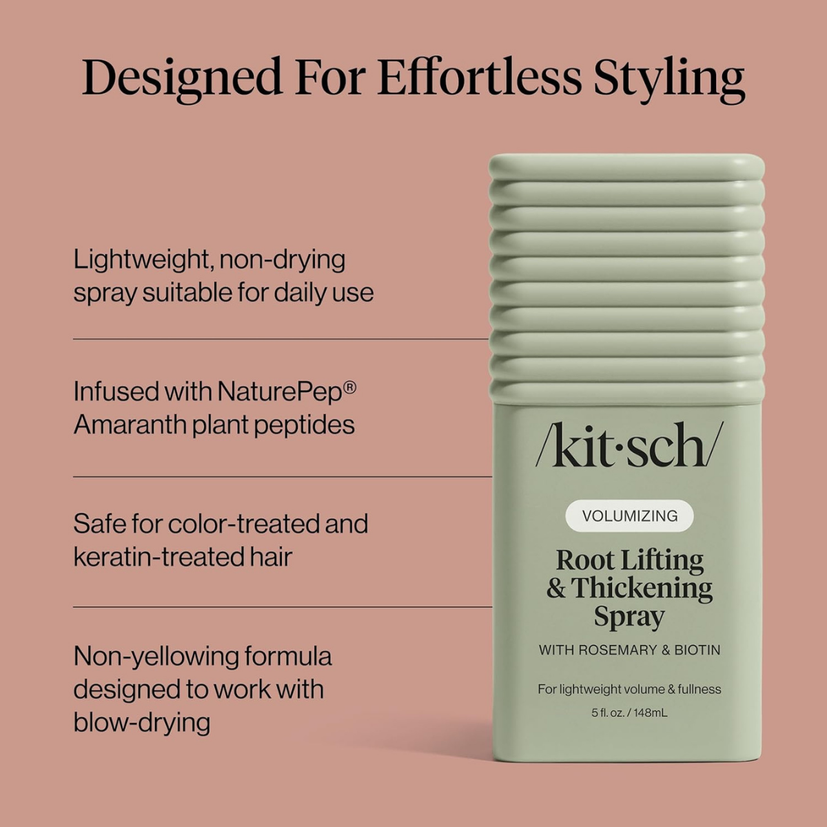 Kitsch Root Lifting Spray for Fine Hair - Thickening Hair Spray With Rosemary and Biotin | Lightweight Volumizing Spray for Instant Lift and Fullness | Adds Volume, Natural Hold - 148mL