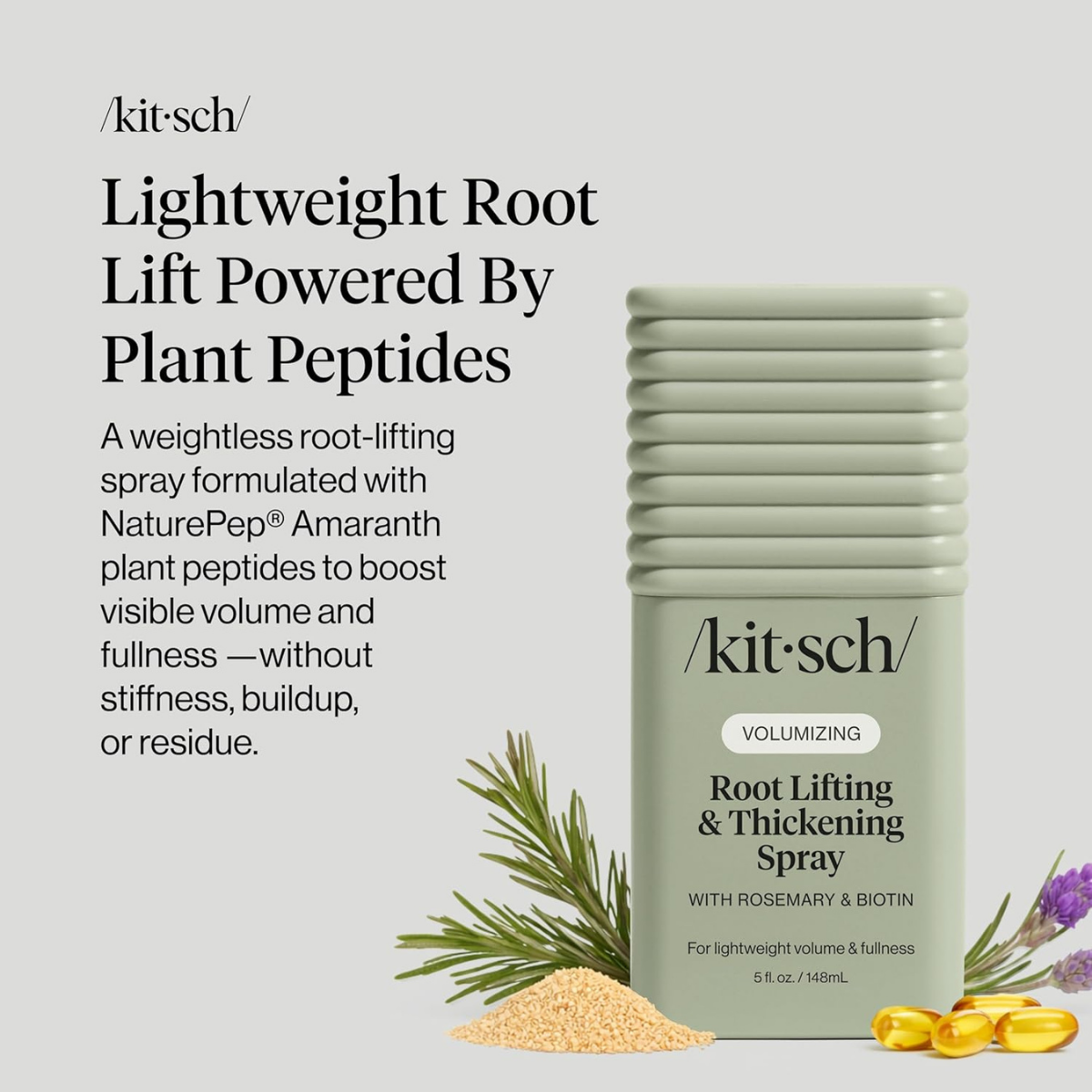 Kitsch Root Lifting Spray for Fine Hair - Thickening Hair Spray With Rosemary and Biotin | Lightweight Volumizing Spray for Instant Lift and Fullness | Adds Volume, Natural Hold - 148mL