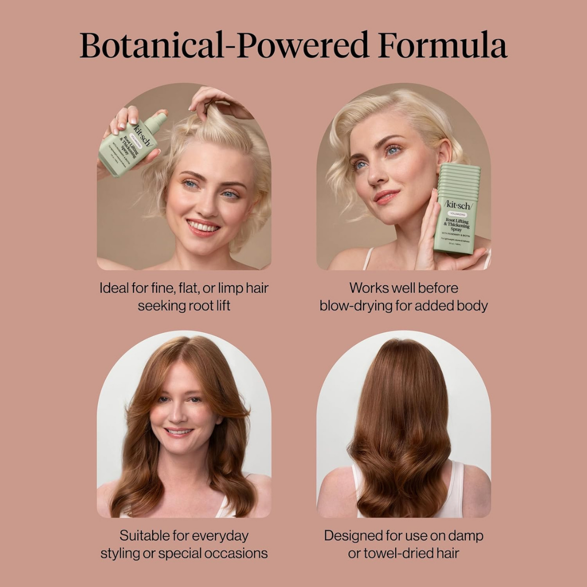 Kitsch Root Lifting Spray for Fine Hair - Thickening Hair Spray With Rosemary and Biotin | Lightweight Volumizing Spray for Instant Lift and Fullness | Adds Volume, Natural Hold - 148mL