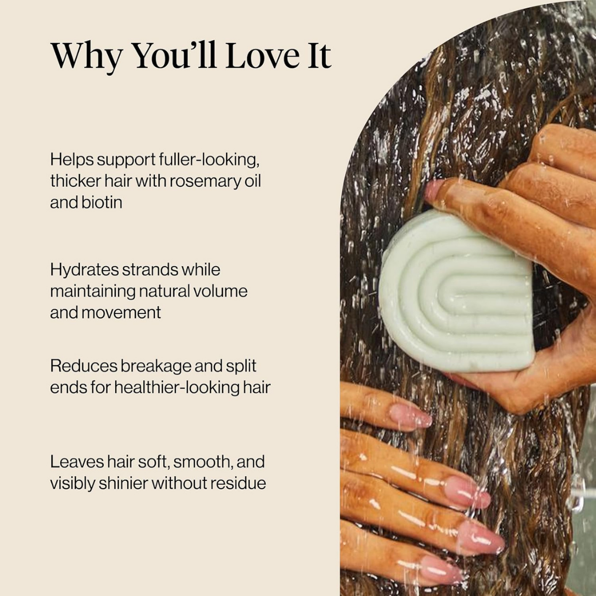 Kitsch Rosemary & Biotin Volumizing Hair Conditioner Bar for Hair Growth & Thickening – Hydrating & Cleansing Hair Conditioner for Women & Men - Paraben, Silicone & Sulfate Free 77g