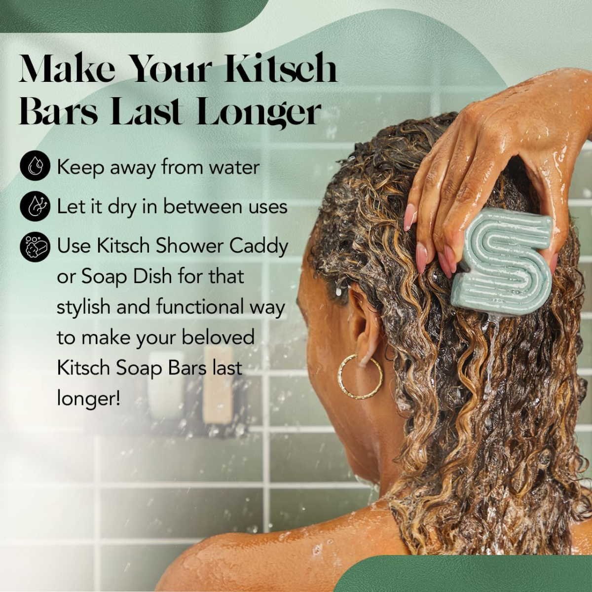 Kitsch Rosemary & Biotin Shampoo Bar - For Hair Growth, Strengthening, Thickening & Volumizing Shampoo for Women and Men - Free of Parabens, Sulfates & Silicones 91g