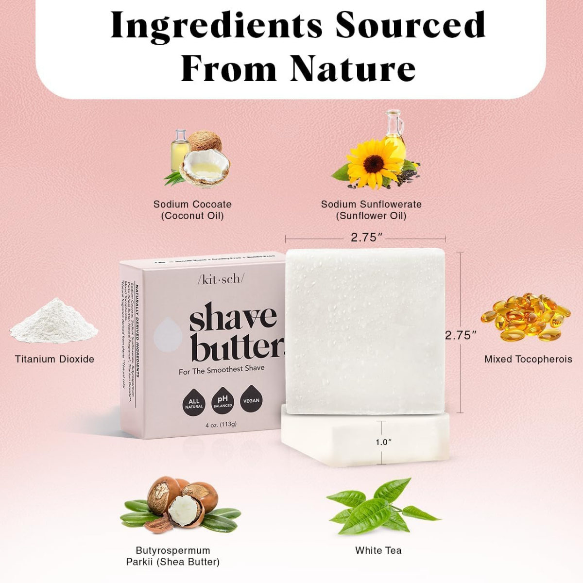 Kitsch Shaving Soap for Women - Hydrating Shave Butter & Shave Soap Bar - Nourishing Bar Soap for Smooth, Irritation-Free Shave – Paraben, Silicone & Sulfate-Free - Vegan, Made in USA  - 113g