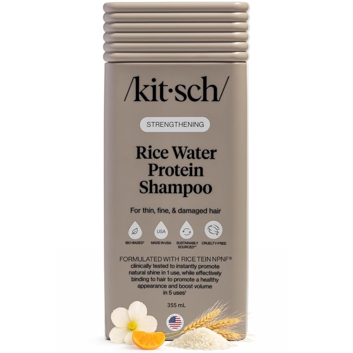 Kitsch Strengthening Rice Water Protein Shampoo for Men & Women – Hair Growth Shampoo & Volumizing Hair Care for Thin, Fine & Damaged Hair – Paraben, Phthalates & Silicone Free